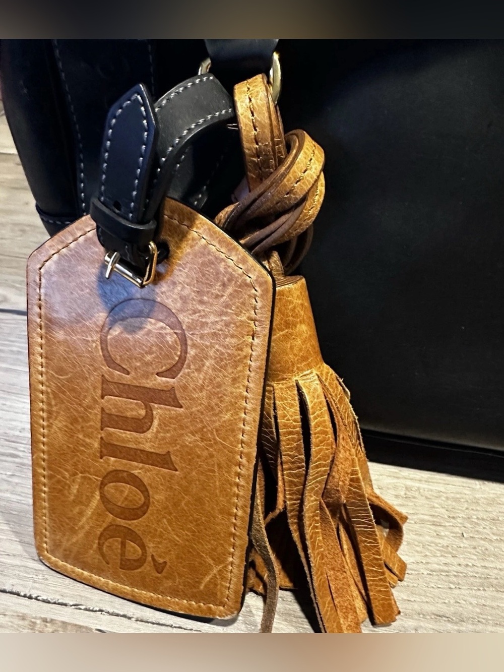 Chloe Black Leather Satchel Bag with Oversized Tassel & COA - Picture 14 of 16
